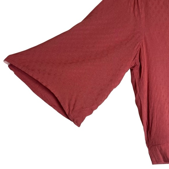 OXXO Burnt Orange Crepe Bell Sleeve Shirt Top Terra Rosa Coastal Cowgirl Sz Med - Picture 4 of 12